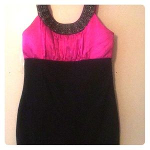 Fuchsia and black dress
